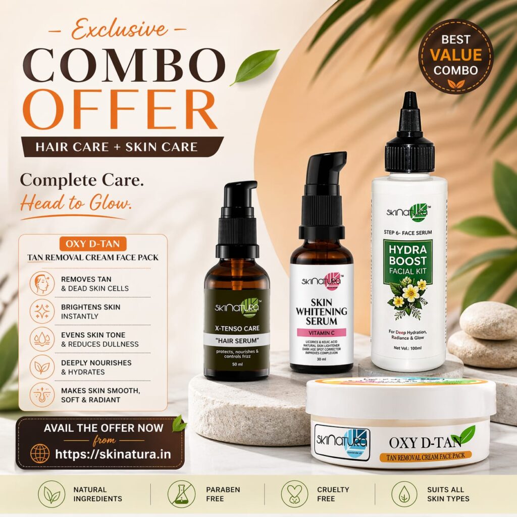 Skinatura Combo - Oxy D Tan+ Hair Serum+Hydra Boost Face Serum+Whitening Serum