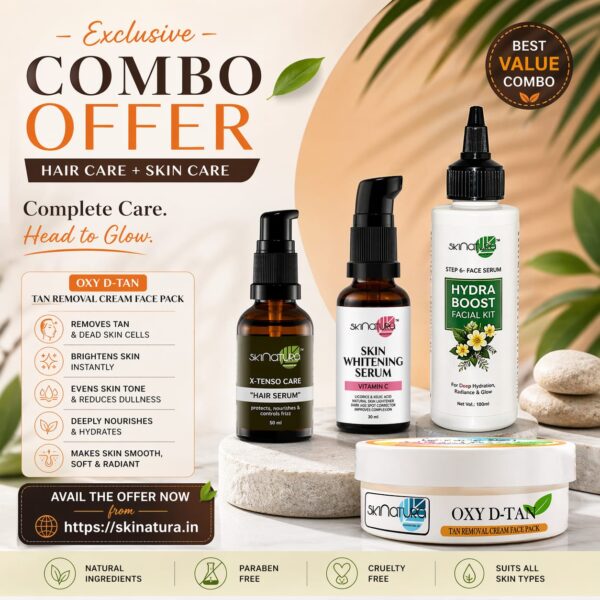 Skinatura Combo - Oxy D Tan+ Hair Serum+Hydra Boost Face Serum+Whitening Serum